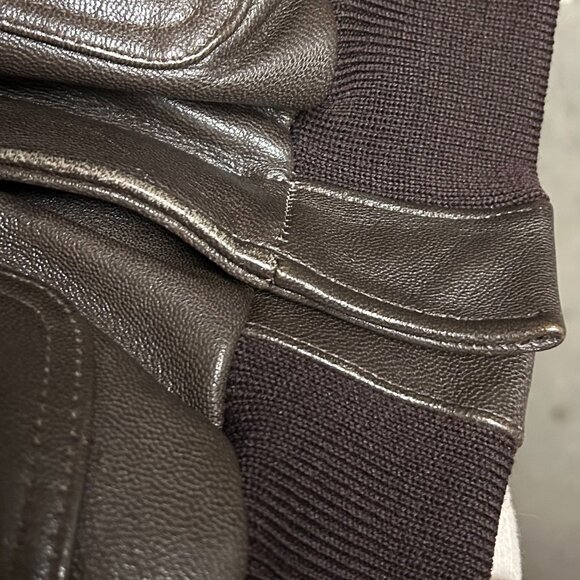 L.L. Bean Men’s Rich Chocolate Brown Leather Bomber Jacket Size L - Picture 9 of 10